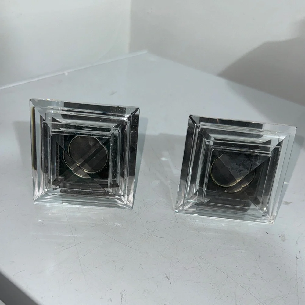 NEW Restoration Hardware Estate Crystal Square Curtain Finials Pair